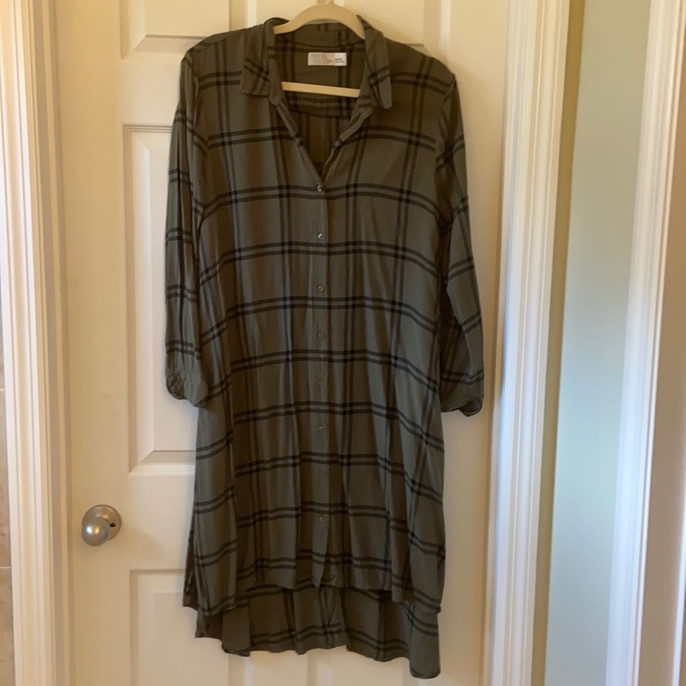 Green and black flannel dress